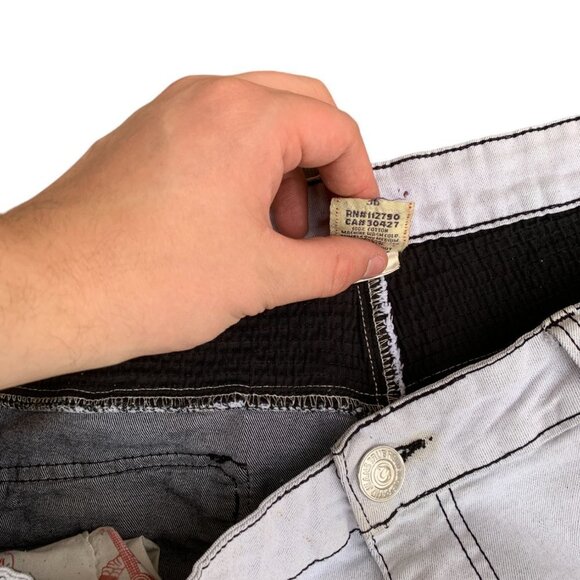 VINTAGE True Religion Jeans Size 36 MOTO White Stained - Picture 10 of 12